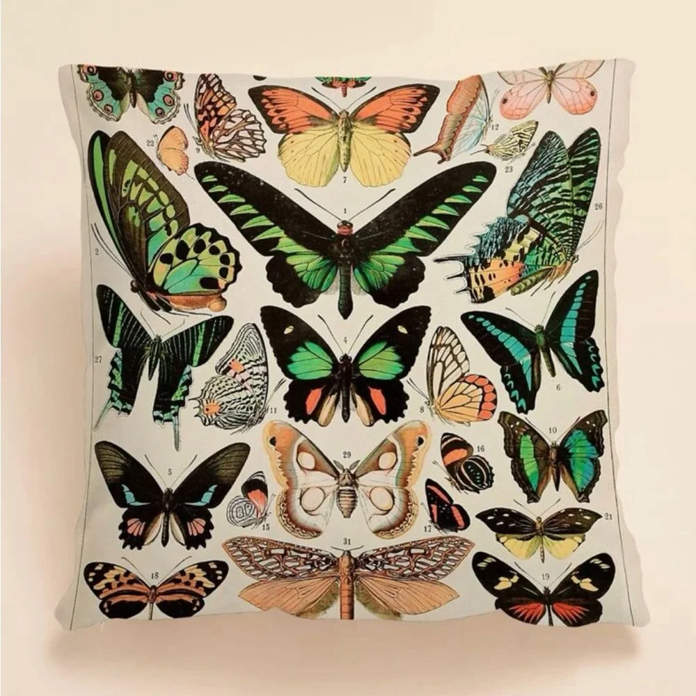 Luxury Home | Vintage Papillon Butterfly Gallery Printed Throw Pillow Cover 🦋